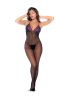 Whispered Lace Fishnet Bodystocking - Os - Black/purple