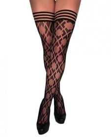 Kix  Elle Dot Fishnet Diamond Thigh High Black C